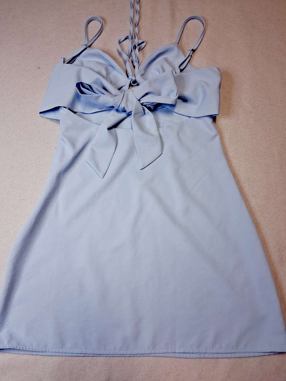 Light Blue Lace-Up Slip Dress - Picture 4 of 6